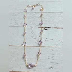 Elegant amethyst and Swarovski Gold  Beaded Necklace